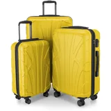 suitline - 3er Koffer-Set Trolley-Set Rollkoffer Hartschalen-Koffer Reisekoffer, TSA, (55 cm, 66 cm, 76 cm), 100% ABS, Matt, Gelb