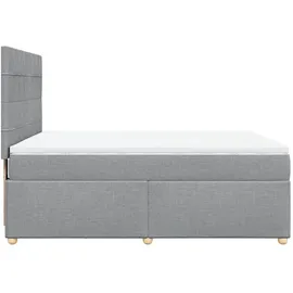 vidaXL Boxspringbett mit Matratze Hellgrau 140x200 cm Stoff