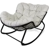 CCLIFE Schaukelstuhl Schaukelsessel Extra groß Wohnzimmer Relaxstuhl Belastbarkeit Bis 150kg Beige,CushHom