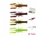 Savage Gear 3D Crayfish Kit 6,7cm 30-teilig - Gummikrebse zum Barschangeln, Creature Baits, Gummiköder für Barsche