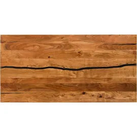 MASSIVMOEBEL24.DE Esstisch Akazie 220x100x74 natur lackiert / Epoxid schwarz, Kreuzgestell rund anthrazit matt EPOXY