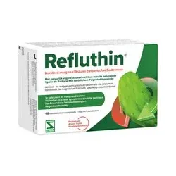 Refluthin® | Brûlures d’estomac et symptômes d’acidité gastrique tels que les remontées acides Goût fruité Comprimé(S) À Croquer 48 pc(s)