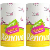 2 Maxi Rolle Renova Oster-Edition/Easter - Ostern - Küchenpapier - Küchenrolle - Haushaltstücher - Papiertücher - 1 Rolle = 3 Standard Rollen - 120 Blätter - Ostermotive
