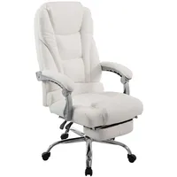Deluke DELUKE® Bürostuhl Weiß Leder, 68x118x64 cm, Arbeitszimmer, Bürostühle