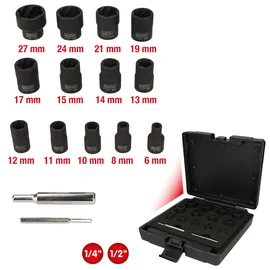 KS Tools 1/4"+1/2" Spiral-Profil-Kraft-Stecknuss-Satz 15-tlg.