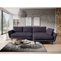 DOMO-HOME Ecksofa mit Schlaffunktion SOLANO – Elegantes Skandinavisches Ecksofa 260x167cm| Bettkasten und Holzbeinen für Komfort und Stil | Hoch... - Schwarz