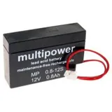 Multipower Bleiakku 12V 0,8Ah Kabel mit JST-Buchse