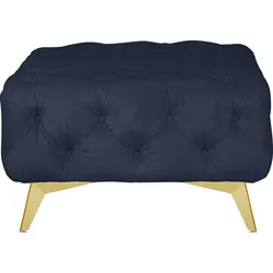 Polsterhocker LEONIQUE "Amaury", blau, B:80cm H:45cm T:80cm, Struktur (100% Polyester), Samtoptik (100% Polyester), Hocker, Chesterfield-Optik, Breite 80cm, Fußfarbe wählbar