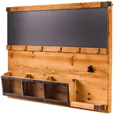 riess-ambiente Schlüsselboard, Braun, Schwarz, Holz, Metall, Echtholz,Pinie, Holz Optik, Rechteckig, 80x60x11 cm, Garderobe, Schlüsselboards & -kästen