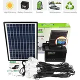 Solarpanel Set 10W 18V + 4 USB Glühbirnen - Camping Stromerzeuger