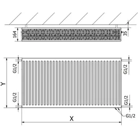 Mexen CV33 Plattenheizkörper 600 x 600 mm 1401 W weiß Anschluss Unten