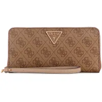 GUESS Damen Laurel Large Zip Around Wallet Große Geldbörse mit Reißverschluss, Clutch, Latte-Logo