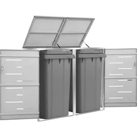 vidaXL Mülltonnenbox für 2 Tonnen 138 x 77,5 x 115,5 cm grau