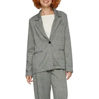 QS - karierter Blazer aus Viskosemix, Damen, grau|schwarz, 44