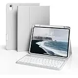 ZKTUYU Hülle mit Tastatur für iPad 11 Generation A16/10 Generation (11/10.9 Zoll, 2025/2022), 7-farbige Beleuchtung Magnetische Tastatur für iPad 11./10. Gen Hülle mit Stifthalter, Grau