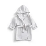 Christy Kinderbademantel Christy, Langform, Baumwolle, Kapuze, Gürtel, besonders kuschelig grau|weiß 98 | 92 cm