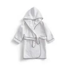 Christy Kinderbademantel Christy, Langform, Baumwolle, Kapuze, Gürtel, besonders kuschelig grau|weiß 98 | 92 cm