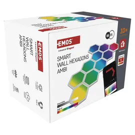 EMOS Smart Hexagon Wandleuchte (10 Stk) 1,5m Kabel Weiß