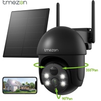 TMEZON 3MP WIFI Kabellose Überwachungskamera Solar/Akku PTZ Kamera IP66 PIR