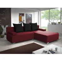 Fun Möbel Ecksofa Sofa LUCY mit Schlaffunktion Rot / Schwarz Ottomane Rechts - Rot