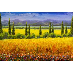 Fototapete PAPERMOON "Landschaft Gemälde", bunt, B:4,00m L:2,60m, Vlies, Tapeten