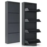 Kaufexpress GmbH Schuhschrank Schuhregal Metall 2–5 Klappen – schmal, montiert, modern Modern, robust & platzsparend – ideal für Flur, Diele oder Garderobe grau