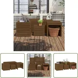 4-tlg. Gartenbox-Set Honigbraun Massivholz Kiefer - Gartenbox - Holzkiste - Stauraum - Outdoor Möbel - Gartenmöbel - The Living Store