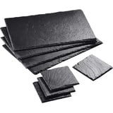 MALACASA, Serie Nature.Slate, 8-teilig Set Schieferplatte Schieferplatten in 2 Größe Schiefer Untersetzer Käse Platte Schieferuntersetzer Buffetplatte 12"/10 * 10 * 0,5cm & 4"/30 * 20 * 0,5cm