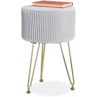 Relaxdays Hocker Samt, Haarnadelbeine, gepolsterter Sitzhocker, H x D: