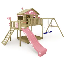 Wickey Spielturm Smart Coast mit Rutsche und Sandkasten Pastellpink