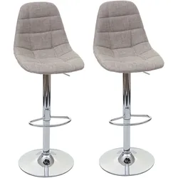 Mendler 2er-Set Barhocker HWC-A67, Barstuhl Tresenhocker ~ creme-grau, Textil