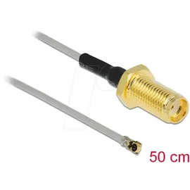 DeLock 90399 - Antennenkabel, SMA Buchse zum Einbau zu MHF® 4 Stecker, 50 cm