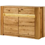 MASSIVMOEBEL24.DE Sideboard 123 x 85 x 40 cm Wildeiche geölt / Beige
