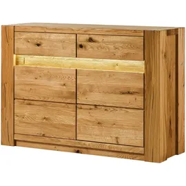 MASSIVMOEBEL24.DE Sideboard 123 x 85 x 40 cm Wildeiche geölt / Beige