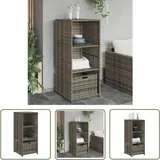 Gartenschrank Grau 50x55x115 cm Poly Rattan - Outdoor-Schrank - Gartenschrank - Stauraum - Gartenorganisation - Wetterfest - The Living Store