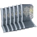 GO-DE Textil Bequeme und attraktive Polsterauflagen für Hochlehner-Gartenstühle (6er-Set, Wappen Living Garden anthrazit, Hochlehner)