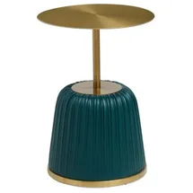 Natur24 Beistelltisch Egle Grün Gold Ø40x55 cm