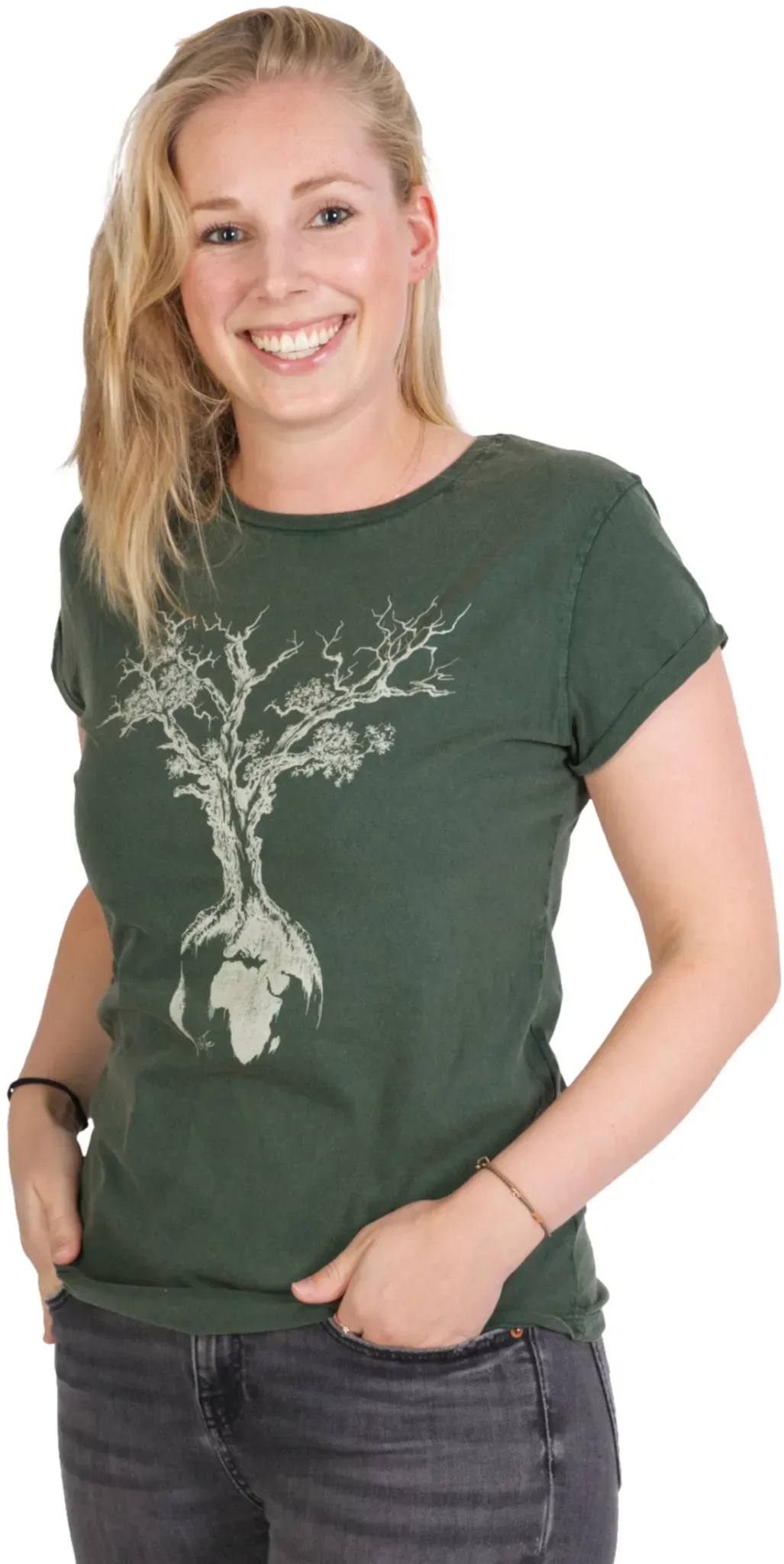 Life-Tree T-Shirt Weltenbaum, stone washed green, XL