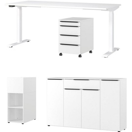 Germania Büromöbel-Set »Mailand«, (4 tlg.), inkl. Schreibtisch, Rollcontainer, Raumteiler und Sideboard, weiß