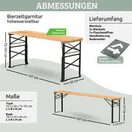 deluke Bierzeltgarnitur, Braun, Holz, Gartenmöbel, Gartenmöbel-Sets