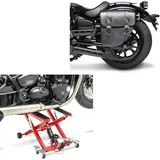 Set: Motorrad Hebebühne Midlift XL bis 500kg rot ConStands mit Satteltasche links Texas 10Ltr passend für Chopper sw