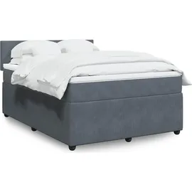 vidaXL Boxspringbett mit Matratze Dunkelgrau 140x200 cm Samt