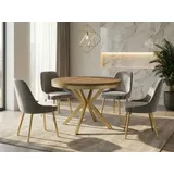 WFL GROUP Esstisch Dina (erhältlich in 3 Größen – 90/100/120 cm ausziehbar auf 170/180/200 cm), platzsparender Tisch in Holzoptik für Küche, Esszimmer oder Wohnzimmer braun 120 cm x 76 cm x 120 cm