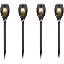 ETC Shop 4er Set Solarfackeln Außen Steckleuchten Gartenlampen Solar Gartenfackel Außenlampe Stecklampe, LED warmweiß, Höhe 50 cm