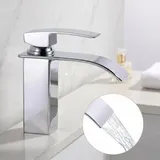 Homelody Wasserhahn Bad wasserfall,Waschtischarmatur mit Badarmatur,Waschbeckenarmatur,Einhebelmischer Armatur für Waschtisch,Chrom Mischbatterie
