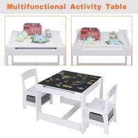 3 in 1 Kindersitzgruppe Kindermöbel Set mit Tischplatte Kindertisch mit 2 Stühle