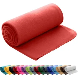 Wometo Polar-Fleece Kuscheldecke 130 x 160 cm Rot