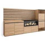 SKRAUT HOME WOHNWAND mit Elektrokamin, eiche, 274/35/145cm