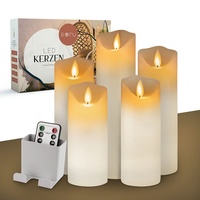 saru | Premium LED Kerzen mit Timerfunktion – 5 LED Kerzen mit Fernbedienung & 2 Lichtmodi–LED Kerzen flackernde Flamme – Echtwachs Design