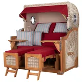 Mr. Deko bene,iving Strandkorb Komplettset Ammersee Grande XL Teak PE shell Modell 585 inkl. Liftersystem